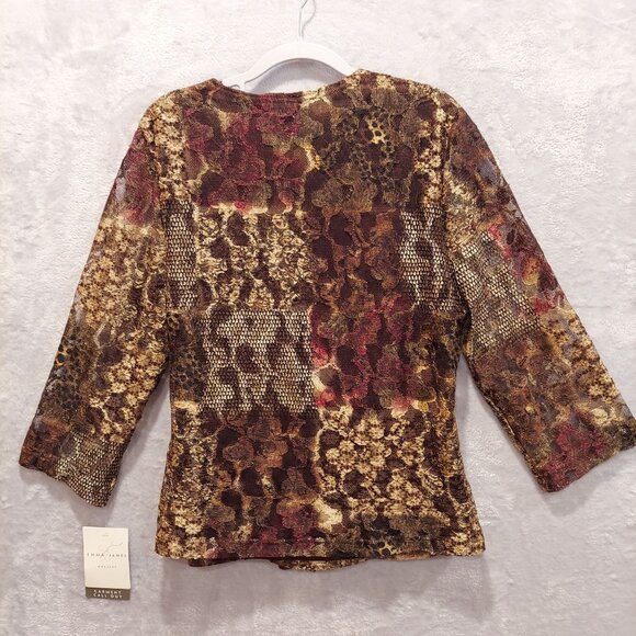 Emma James blouse Womens 12 Faux wrap lined sheer overlay classy career office - Picture 2 of 12